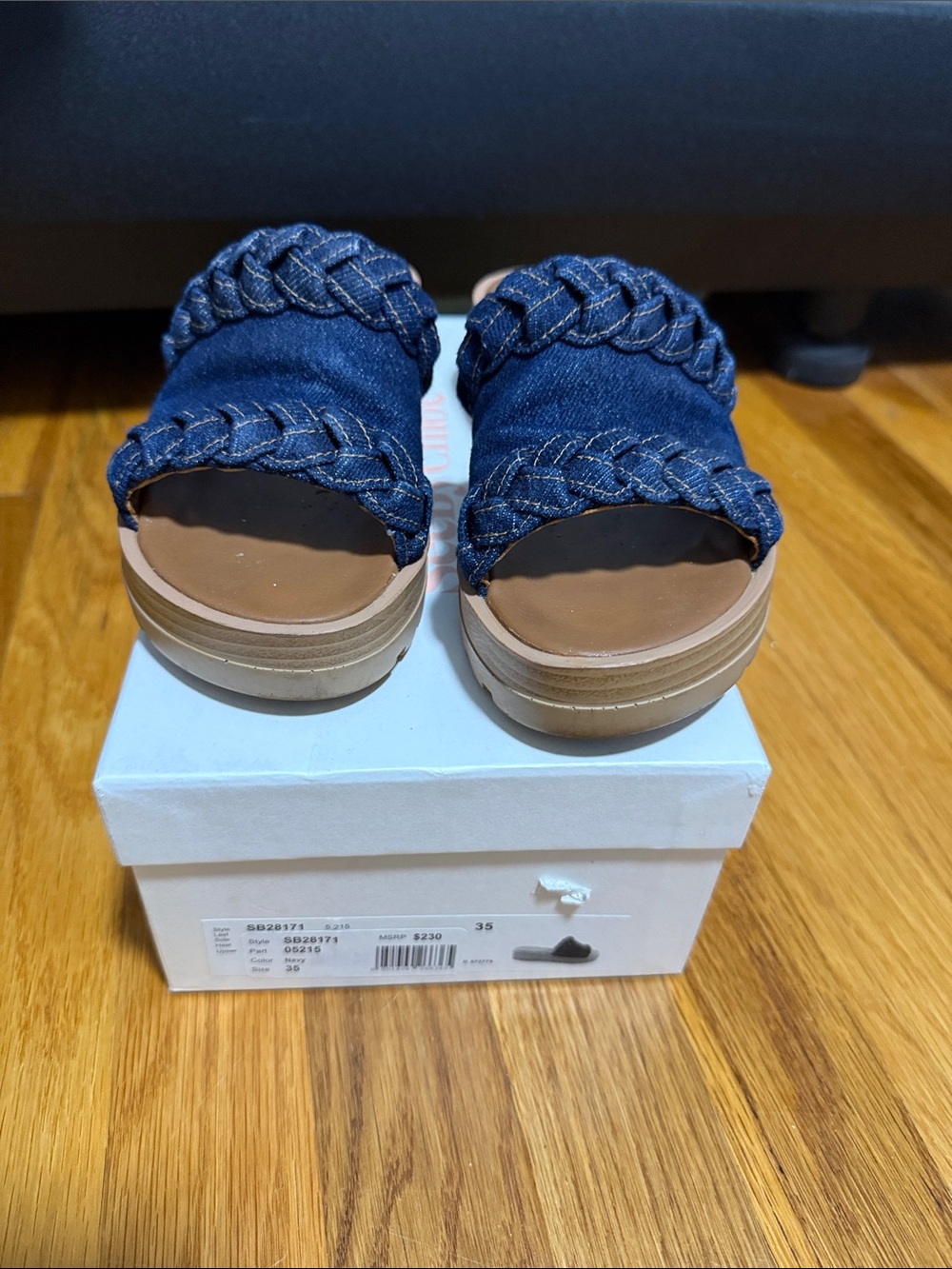See By Chloe Braided Denim Slide Sandals - Blue